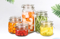 Round Transparent Glass Food Storage Canisters With Silicon Lid Eco Friendly