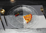 Round Big Glass Fruit Plates / Transparent Glass Dinner Plates For Cake